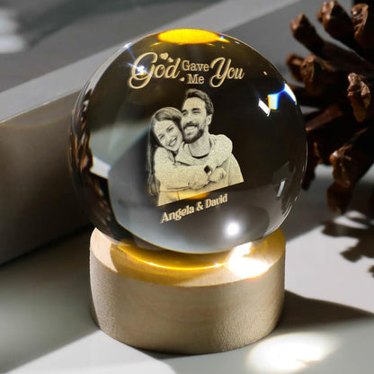 God Bless Our Love - Personalized Crystal Ball Night Light