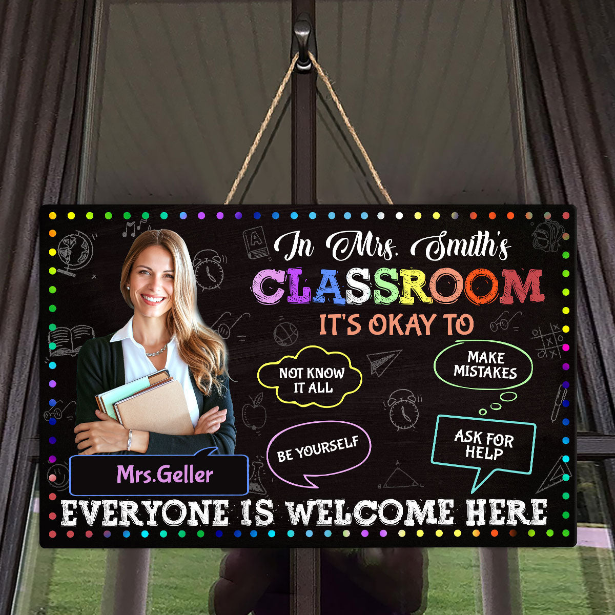 Everyone Is Welcome Here - Personalized Wooden Sign