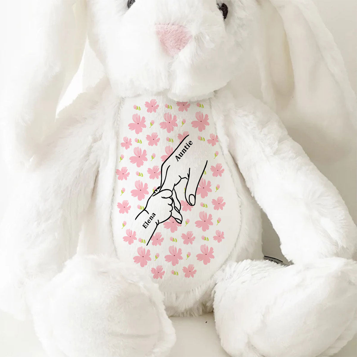 My Dearest Holding My Hand - Personalized Stuffed Bunny