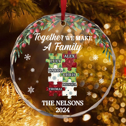 Family Puzzle - Personalized Custom Glass Ornament FCURGOPLEHA2632TA