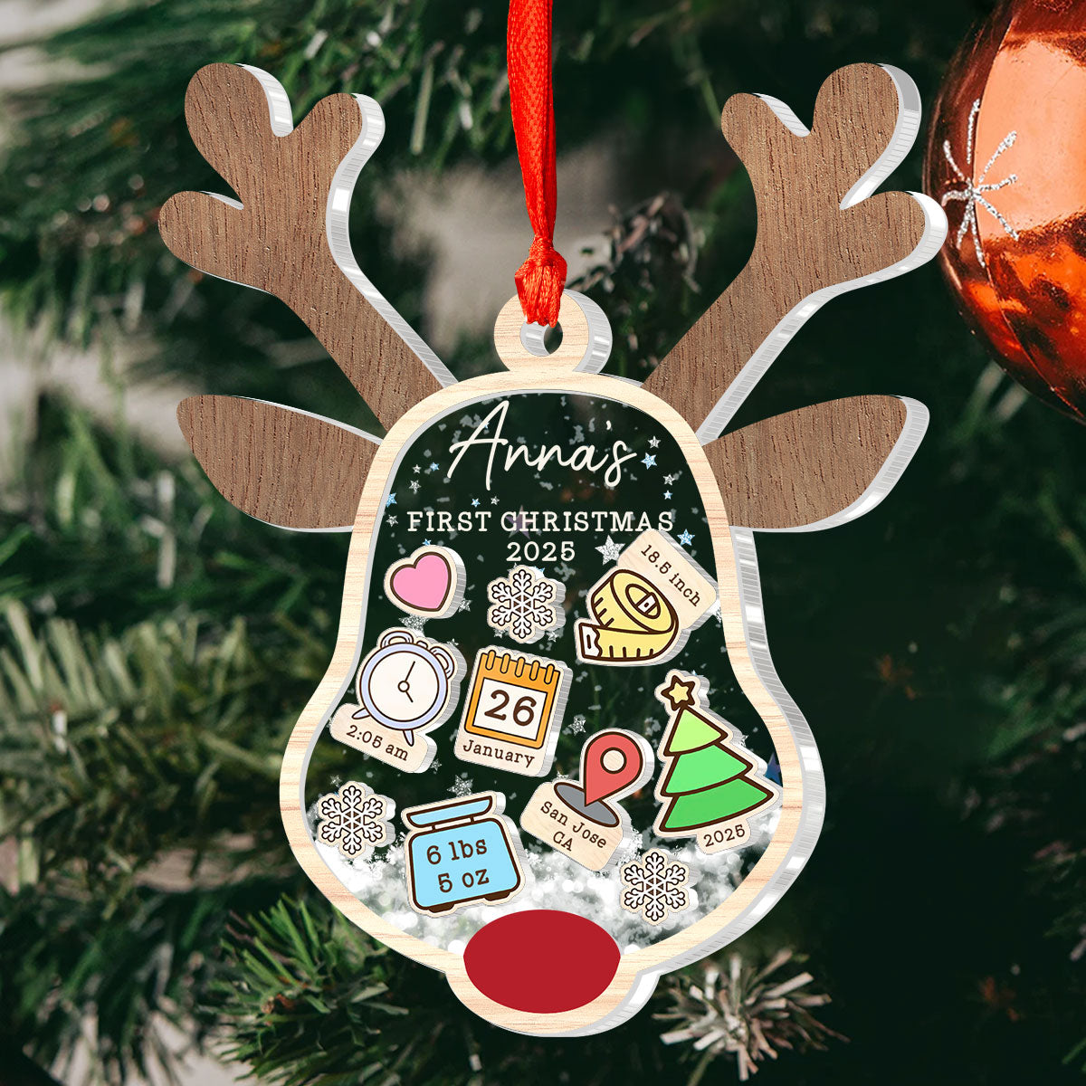 Baby First Christmas - Personalized 3 Layered Christmas Shaker Ornament