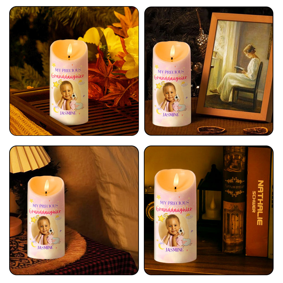 My Precious Granddaughter Faith Hope Love - Personalized Flameless LED Candle