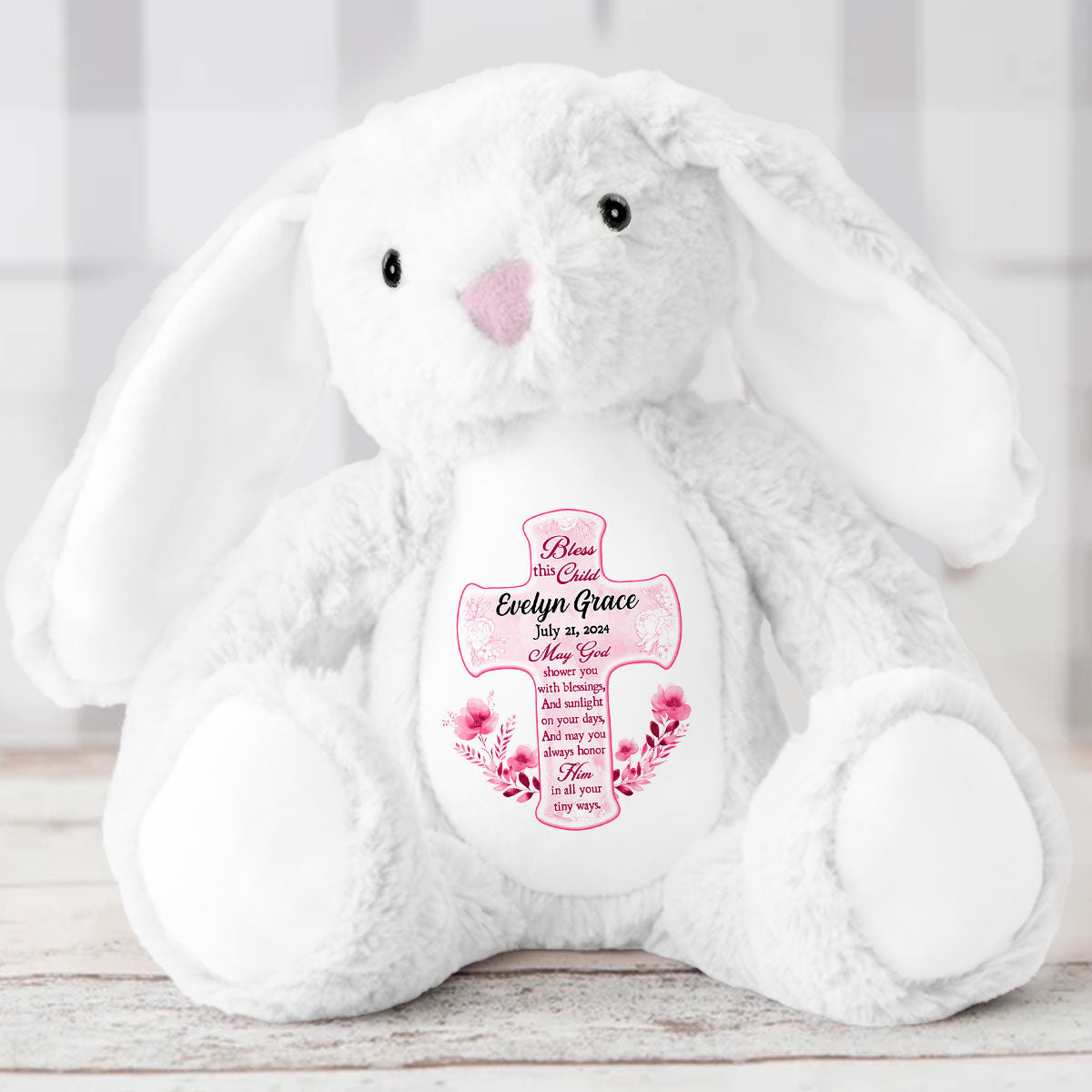 Bless This Child - Personalized Stuffed Bunny