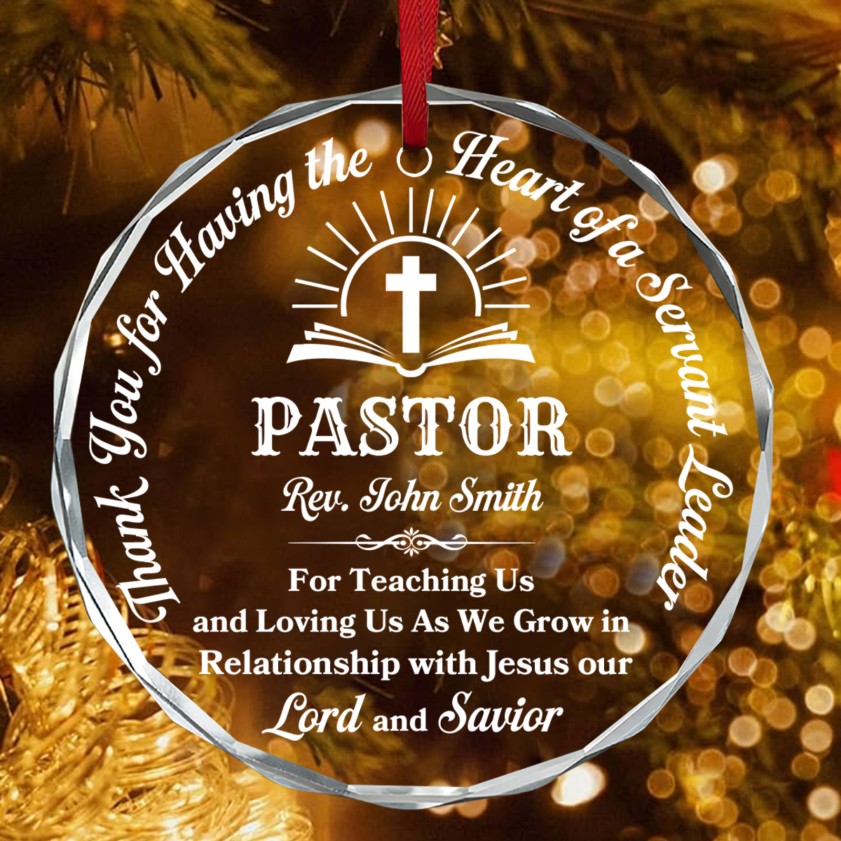 Heart of a Servant Leader - Personalized Round Shaped Glass Ornament