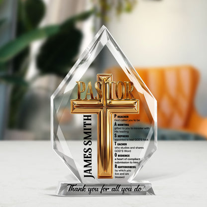 To My Pastor - Personalized Custom Shaped Squared Acrylic Plaque