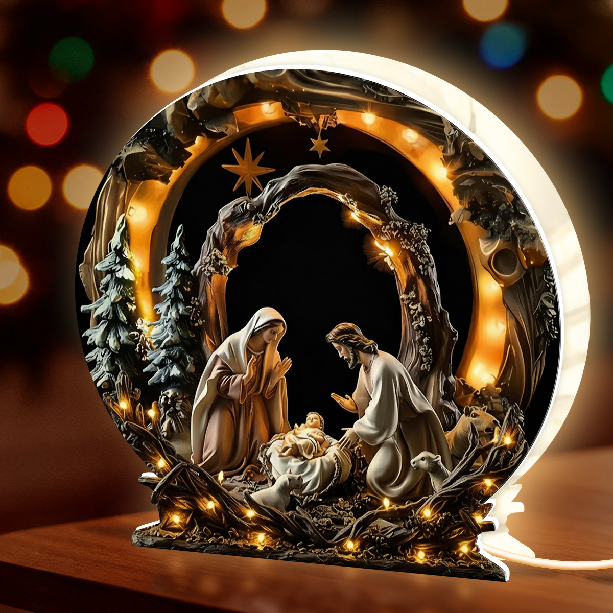 Holy Nativity Scene Christmas -  Light Box