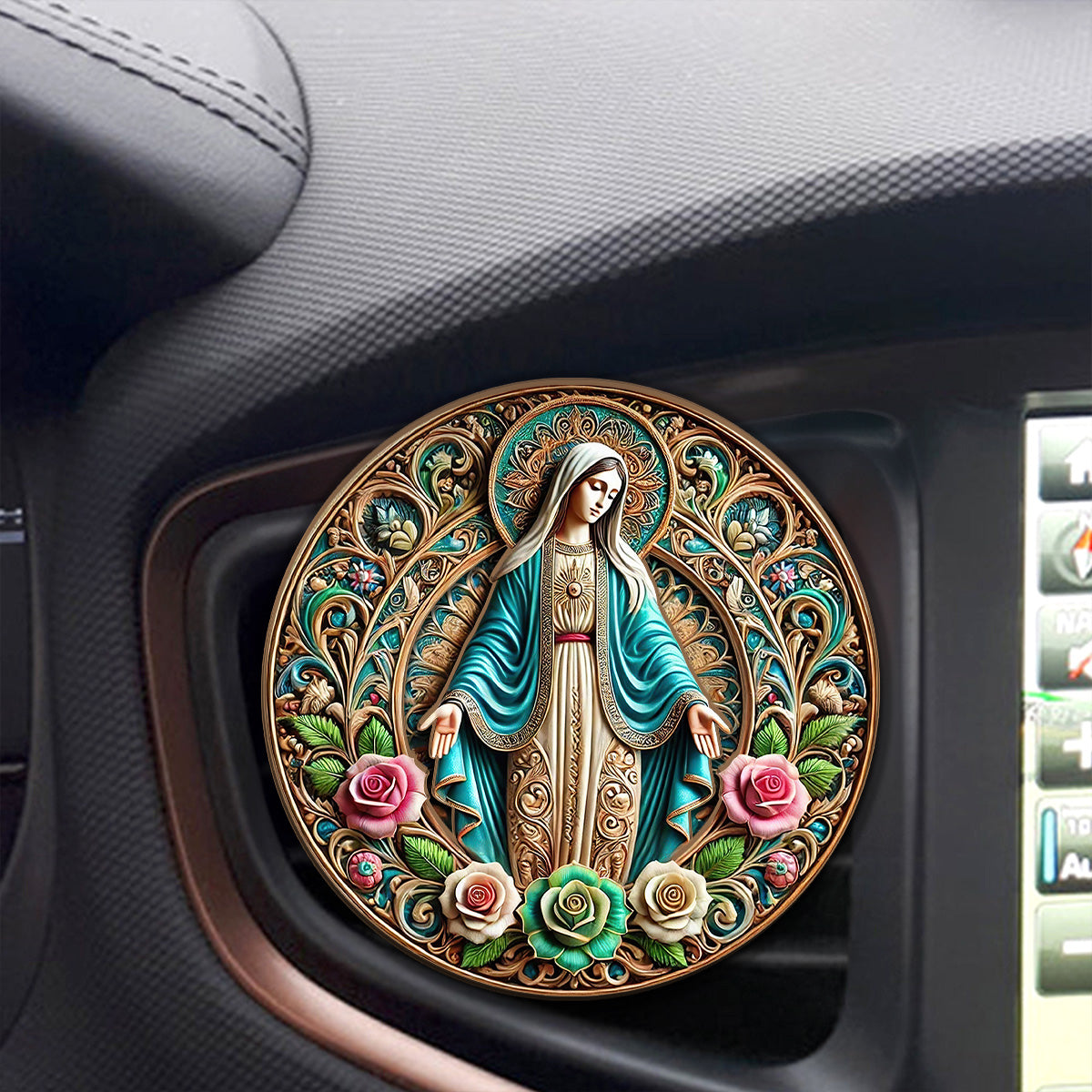 Virgin Mary Painted - Car Visor Clip