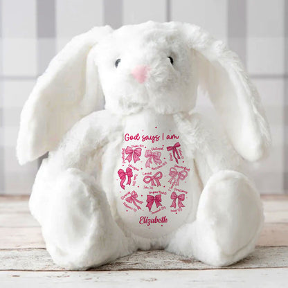 I Am Who He Says I Am - Personalized Stuffed Bunny