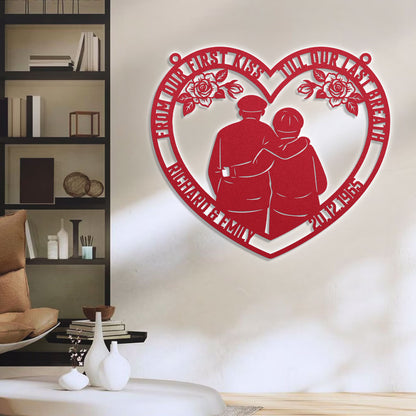 From Our First Kiss Till Our Last Breath - Personalized Metal Wall Art Sign