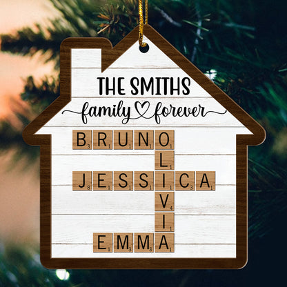 Family Forever Crossword - Personalized Wood & Acrylic Ornament