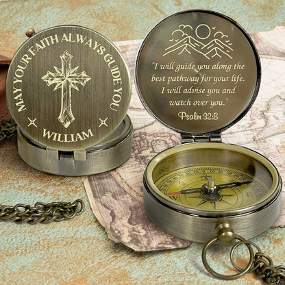 Let Your Faith And This Compass Guide You - Personalized Compass