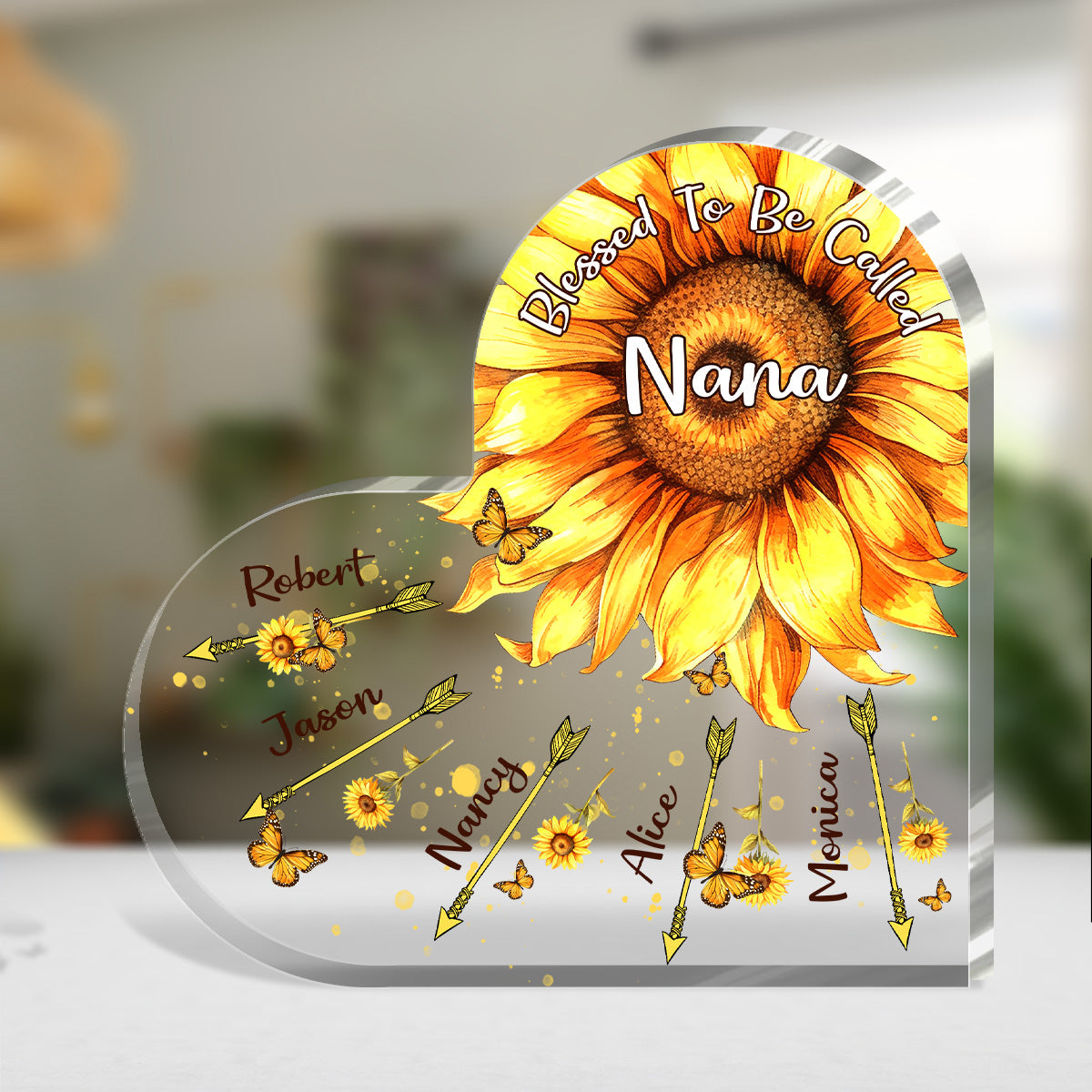 Blessed To Be Called Grandma Sunflower - Personalized Custom Shaped Squared Acrylic Plaque