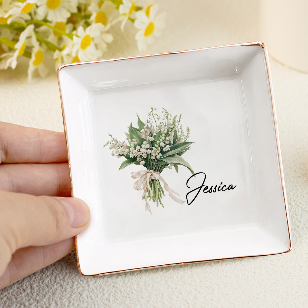 Birth Month Flower Bouquets - Personalized Jewelry Dish