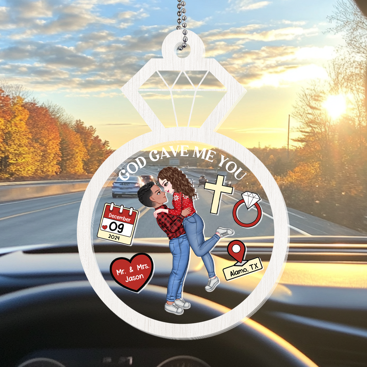 God Gave Me You - Personalized Car Shaker Ornament