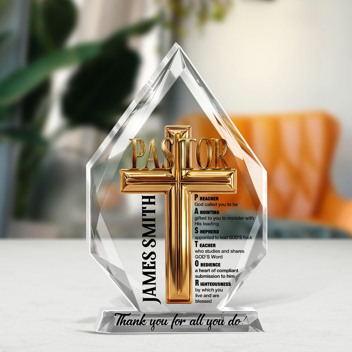 To My Pastor - Personalized Custom Shaped Squared Acrylic Plaque