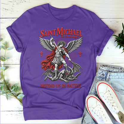 Saint Michael The Archangel Defend Us In Battle -  2D Unisex T-shirt