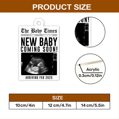 New Baby Announcement Newspaper - Personalized 1-Side Acrylic Ornament