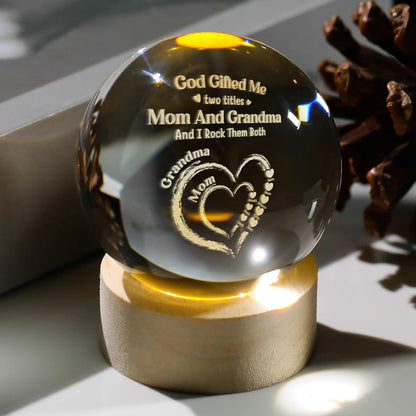 God Gifted Me Two Titles - Personalized Crystal Ball Night Light
