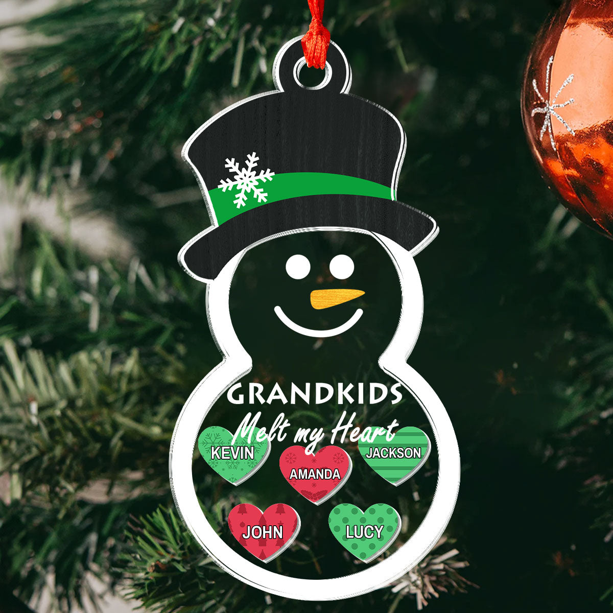 Grandkids Melt My Heart - Personalized 3 Layered Christmas Shaker Ornament FCCSOLEHA2757TA