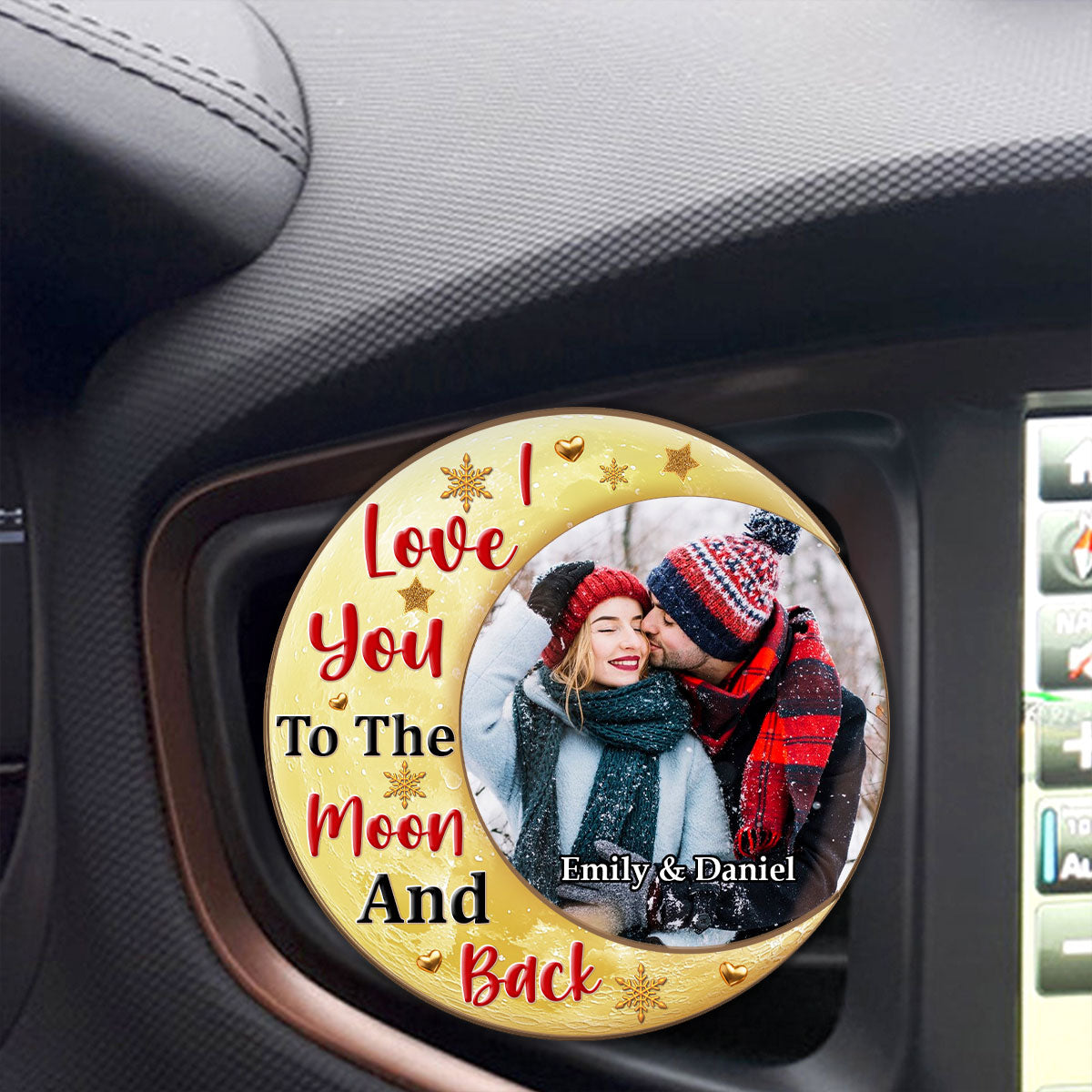 I Love You To The Moon And Back - Personalized Car Visor Clip FCCVCLEHA2137M