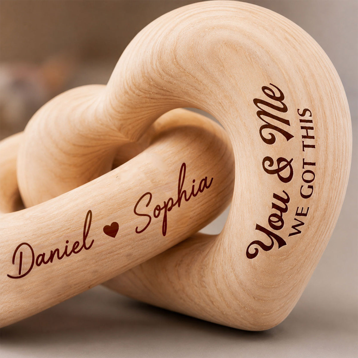 You & Me We Got This - Personalized Interlocking Wooden Hearts