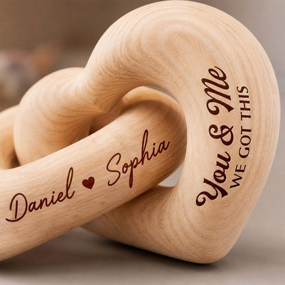 You & Me We Got This - Personalized Interlocking Wooden Hearts