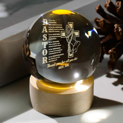 Pastor Appreciation - Personalized Crystal Ball Night Light