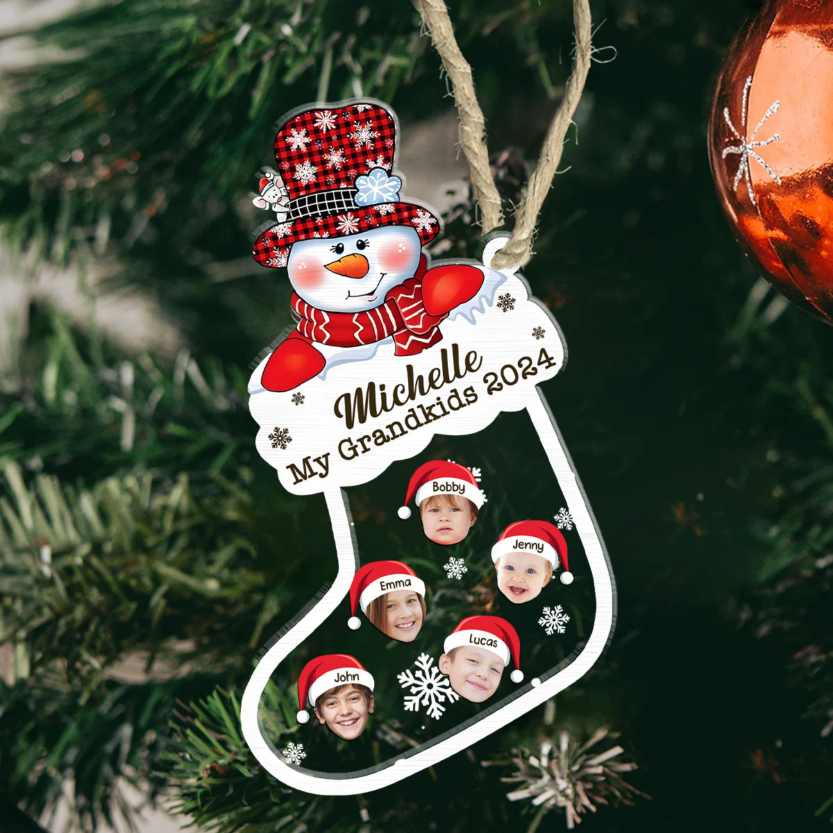 Grandkids - Personalized 3 Layered Christmas Shaker Ornament FCCSOLETN2529L