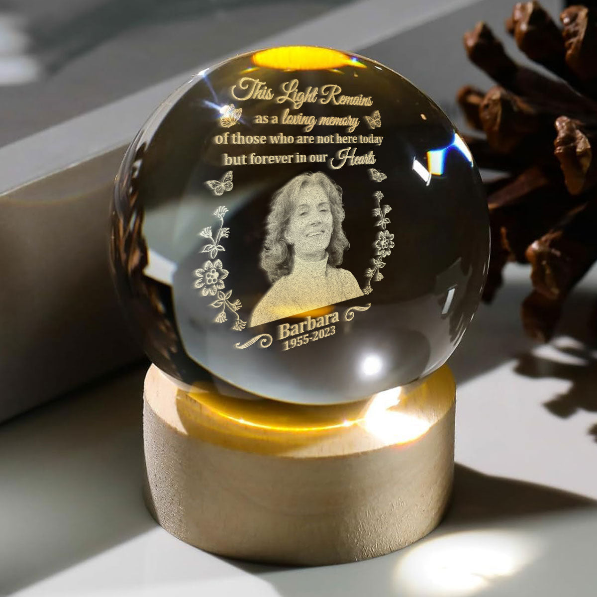 You Are Forever In Our Hearts - Personalized Crystal Ball Night Light