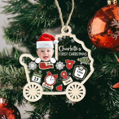 Custom Photo Baby First Christmas - Personalized 3 Layered Christmas Shaker Ornament FCCSOLETN2164M