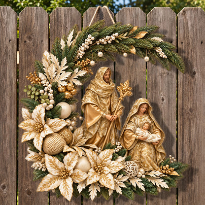 Holy Family Christmas Blessings -  Wooden Door Sign