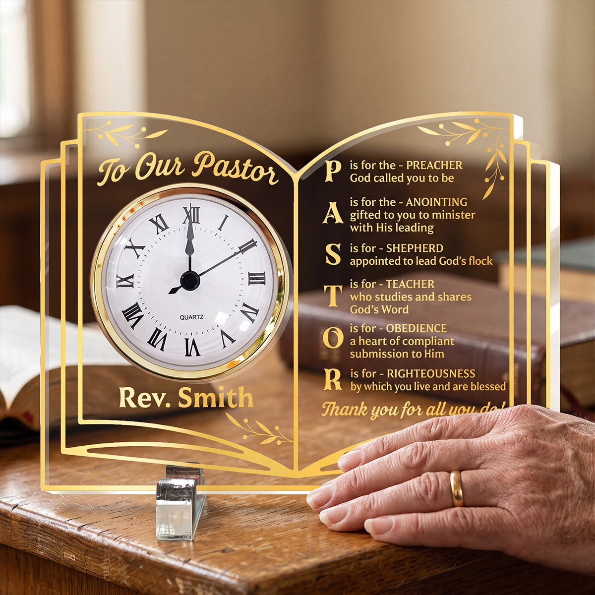Thank You Pastor - Personalized Acrylic Desk Clock
