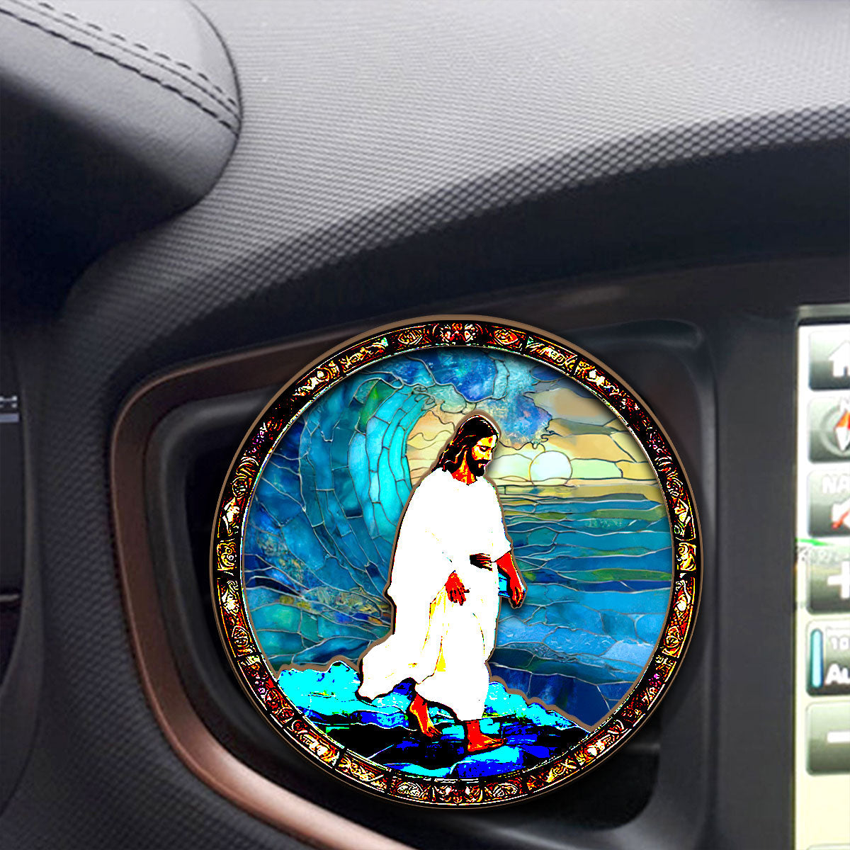 Jesus Walks On Water - Car Visor Clip