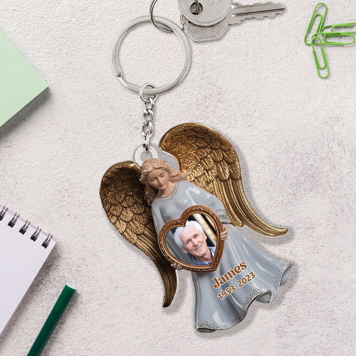 On Angel’s Wings - Personalized Acrylic Keychain