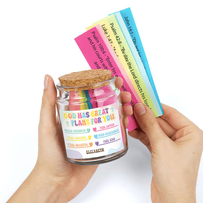 God Has Great Plans For You - Personalized Bible Verse Jar For Kids