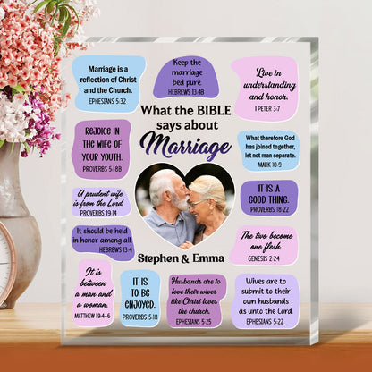 What The Bible Says About Marriage - Personalized Custom Shaped Squared Acrylic Plaque