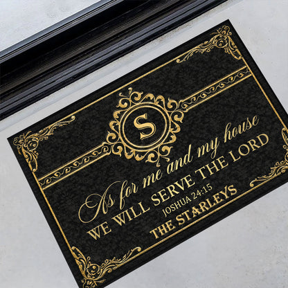 As For Me And My House We Will Serve The Lord - Personalized Doormat