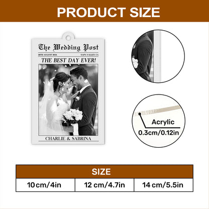 Newlywed Couple Newspaper - Personalized 1-Side Acrylic Ornament