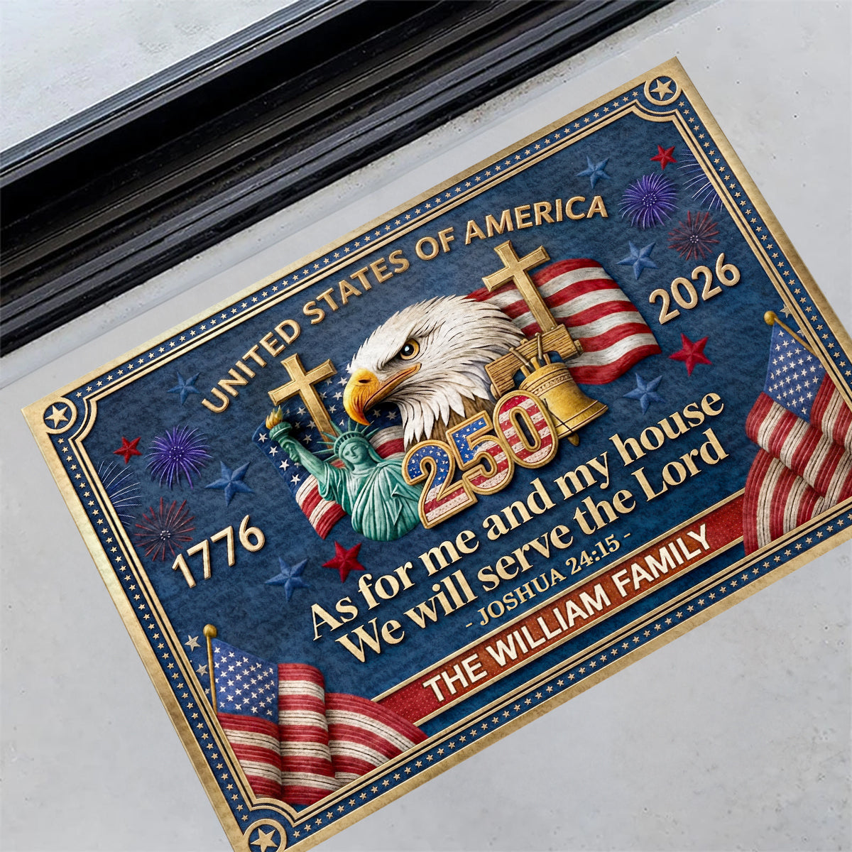 As For Me And My House We Will Serve The Lord - Personalized Doormat