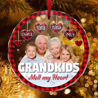 Grandkids Melt My Heart - Personalized Custom Glass Ornament FCURGOPLEHA2718M