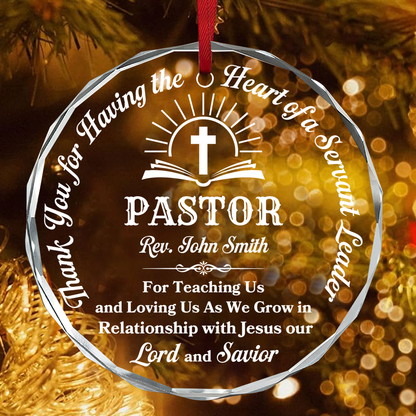 Heart of a Servant Leader - Personalized Round Shaped Glass Ornament