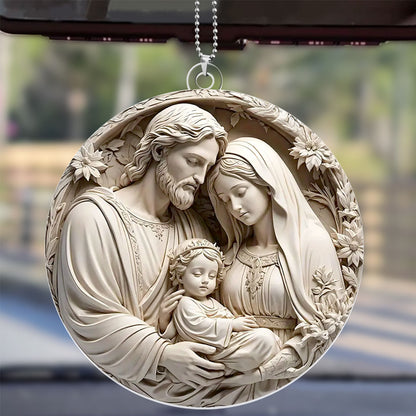 Nativity Scene - Personalized 1-Side Car Acrylic Hanging Ornament