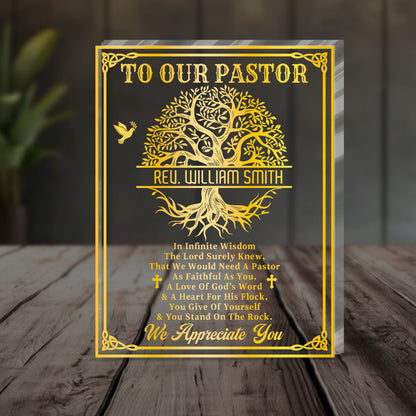 Faithful Servant Pastor - Personalized Custom Shaped Squared Acrylic Plaque