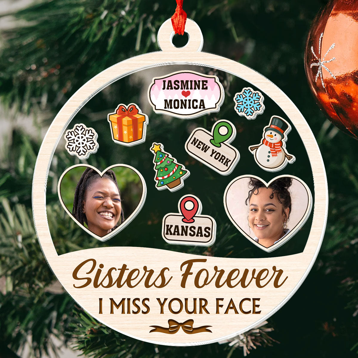 I Miss Your Face - Personalized 3 Layered Christmas Shaker Ornament