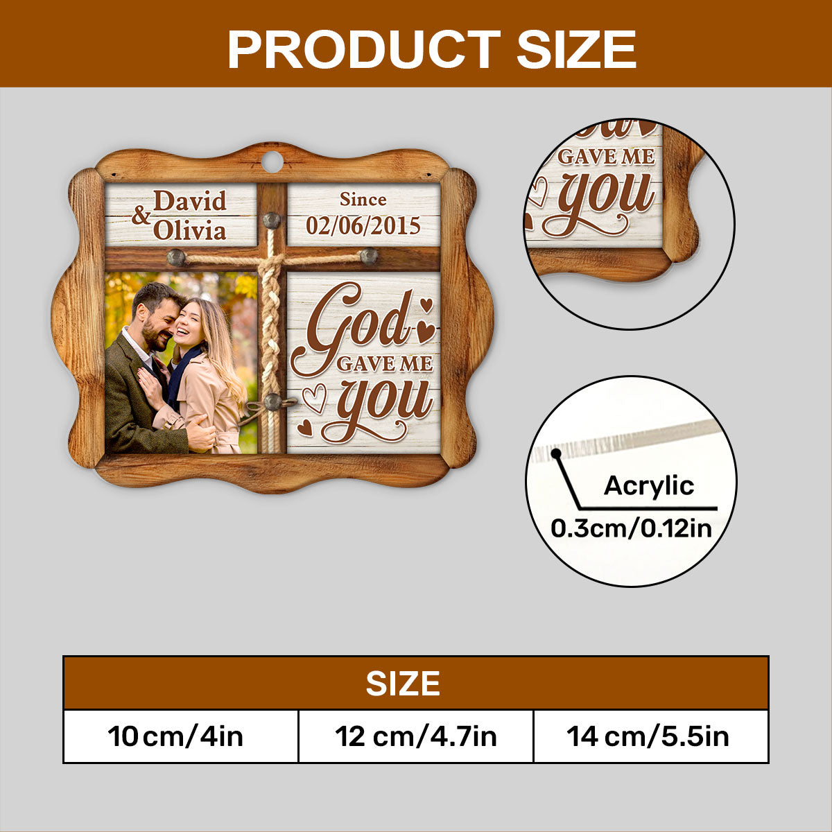 God Gave Me You - Personalized 1-Side Acrylic Ornament