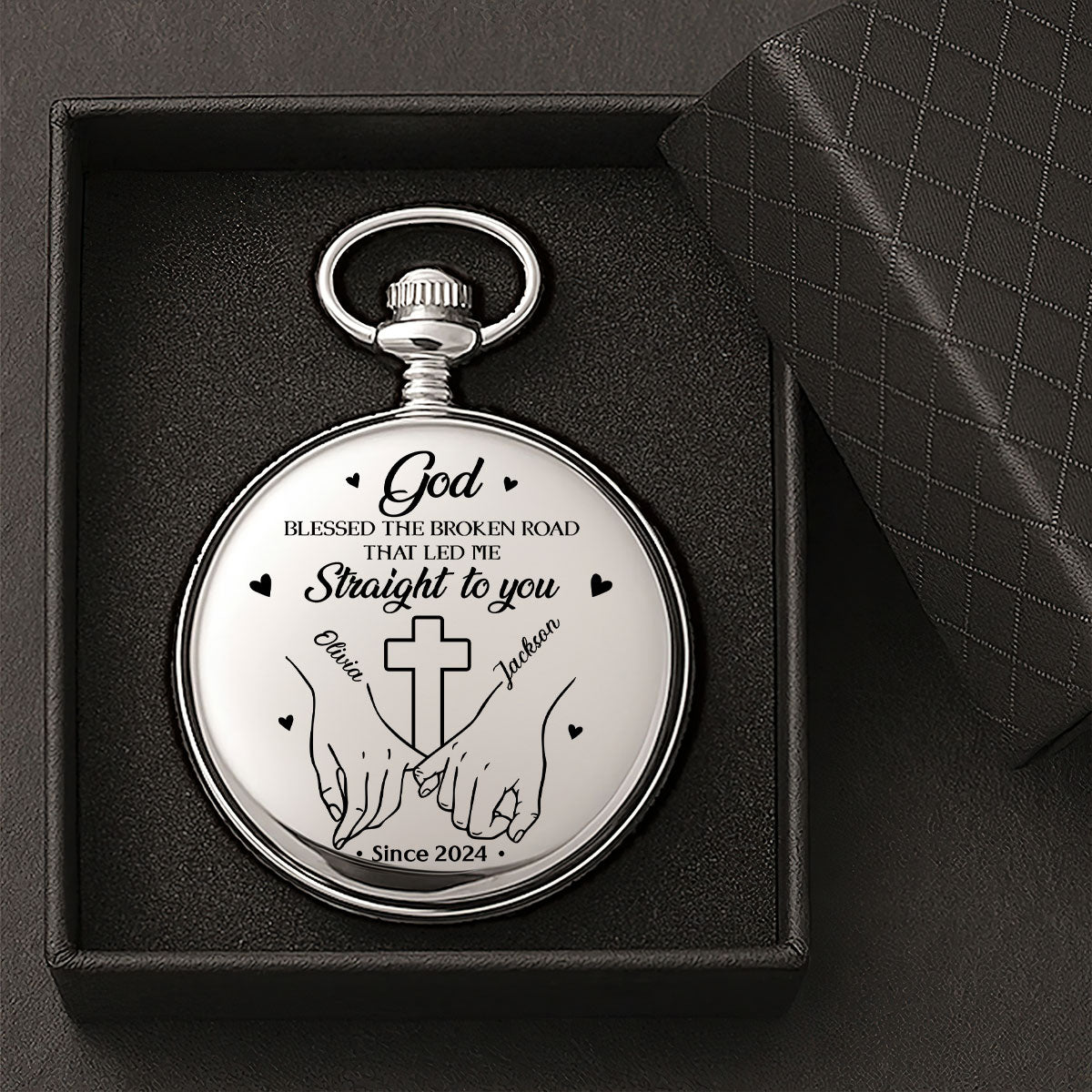 God Blessed The Broken Road That Led Me Straight To You - Personalized Pocket Watch