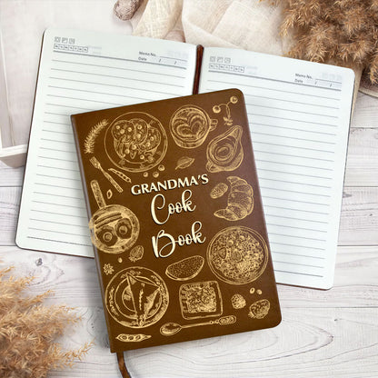 Grandma's Recipe Book - Personalized Leather Cover Notebook