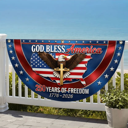 God, Freedom & Eagle Pride -  Non-Pleated Fan Flag