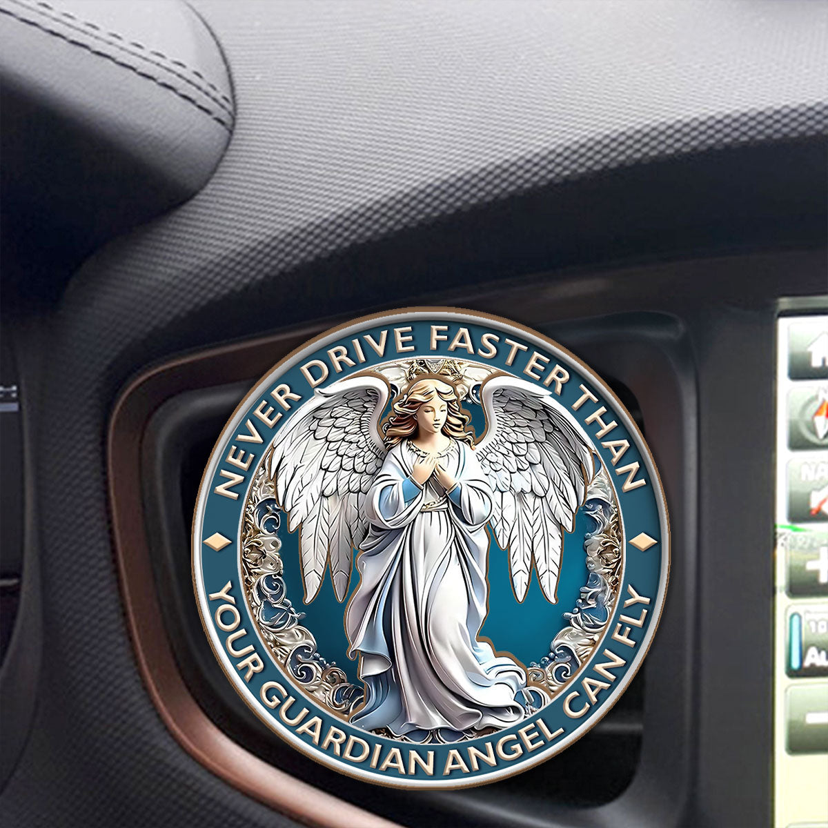 Never Drive Faster Than Your Guardian Angel Can Fly - Car Visor Clip