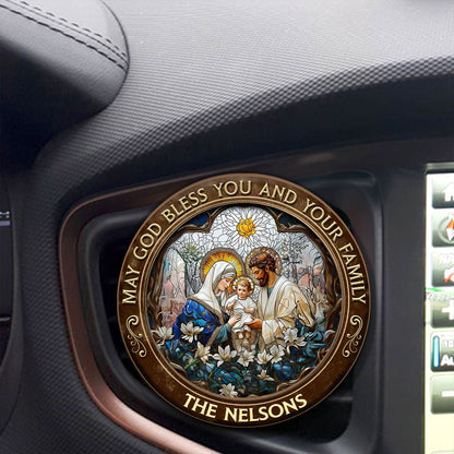 May God Bless You And Your Family - Personalized Car Visor Clip